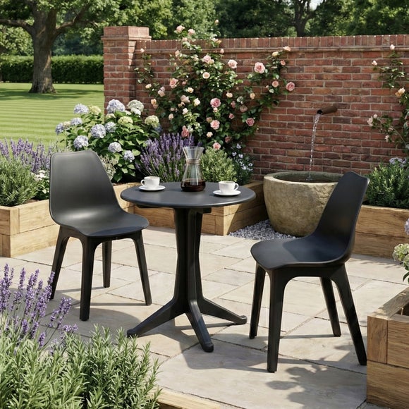 Levante 2 Seater Anthracite Bistro Set with Eolo Chairs