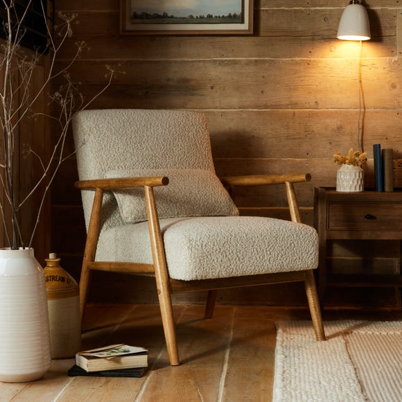 Alpine Boucle Spindle Wooden Arm Accent Chair, product image 9