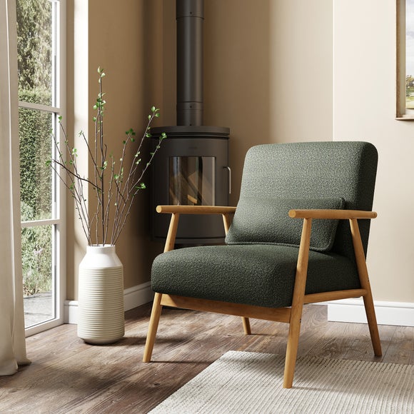 Alpine Boucle Spindle Wooden Arm Accent Chair, product image 1