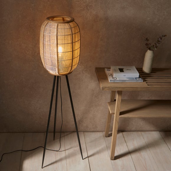 Vogue Zen Linen and Bamboo Floor Lamp