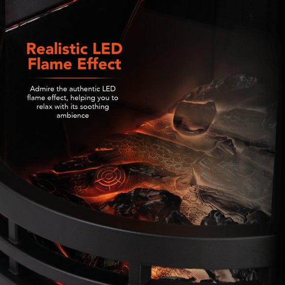 2000W Elmswell Round Contemporary Flame Effect Stove