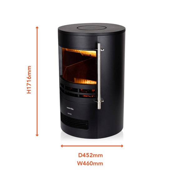 2000W Elmswell Round Contemporary Flame Effect Stove