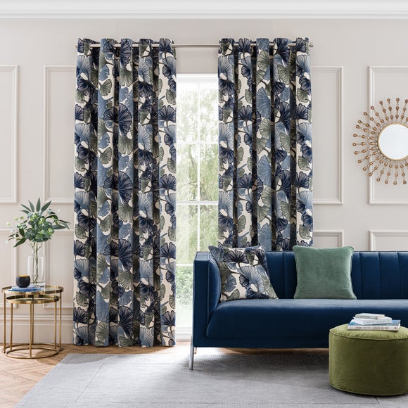 Gingko Cut Velvet Eyelet Curtains, product image 114