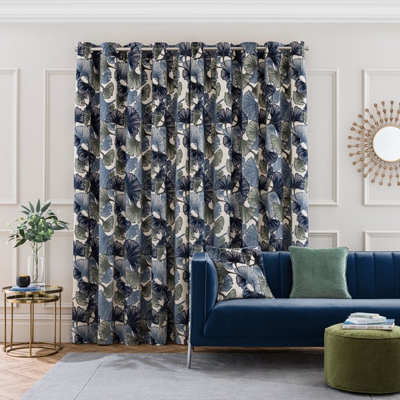 Gingko Cut Velvet Eyelet Curtains, product image 116