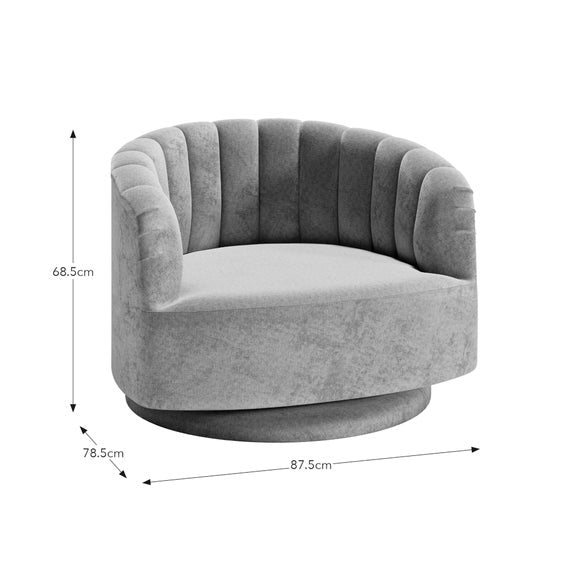 Elena Luxe Chenille Scalloped Swivel Chair, product image 7