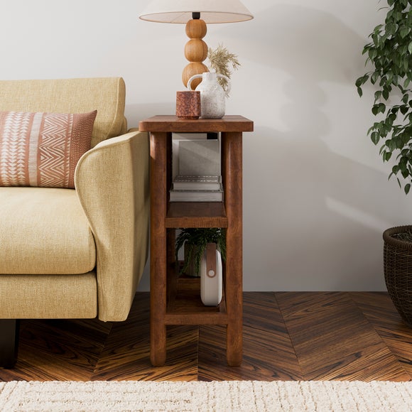 Khari Sofa Side Table, Midtone Mango Wood