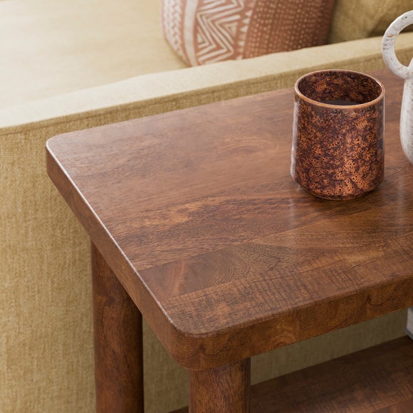 Khari Sofa Side Table, Midtone Mango Wood