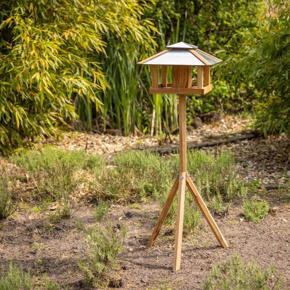 Fallen Fruits Square Oak Bird Table With Silo