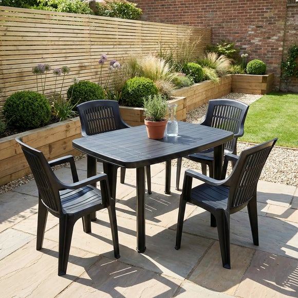 Trabella Aurora Rectangular Patio Table with 4 Bonnie Chairs, product image 1