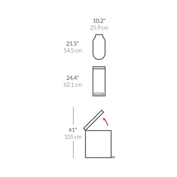 Simplehuman 45L Stainless Steel Slim Pedal Bin, product image 14