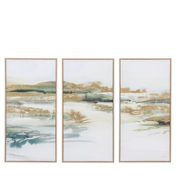 Cedar & Sage Set of 3 Triptych Abstract Landscape Framed Canvases