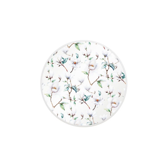 Typis Round White Floral Wall Mirror