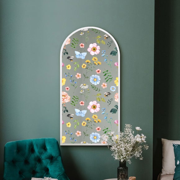 Typis Arched Colourful Floral Wall Mirror