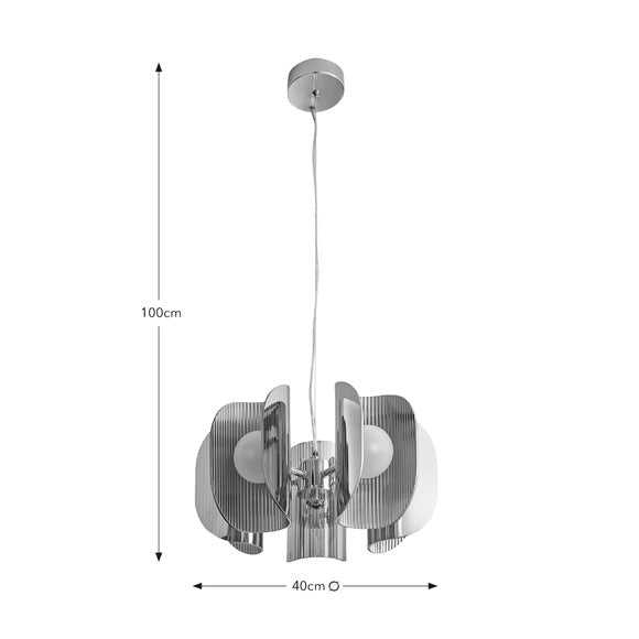 Curve Ribbed 5 Light Adjustable Pendant Light