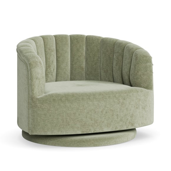 Elena Luxe Chenille Scalloped Swivel Chair, product image 24