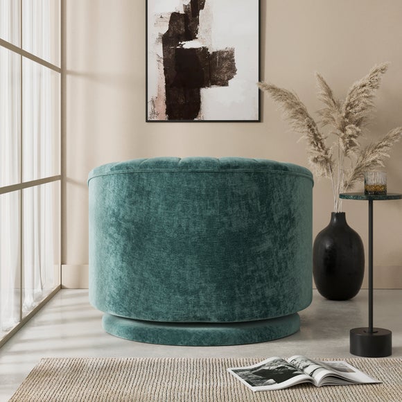 Elena Luxe Chenille Scalloped Swivel Chair, product image 9