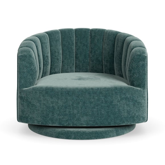 Elena Luxe Chenille Scalloped Swivel Chair, product image 14