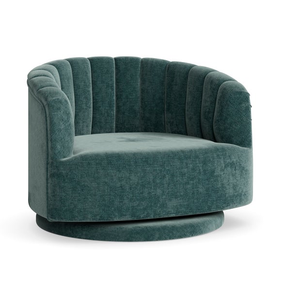 Elena Luxe Chenille Scalloped Swivel Chair, product image 15
