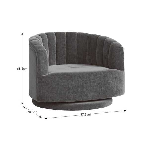 Elena Luxe Chenille Scalloped Swivel Chair, product image 16