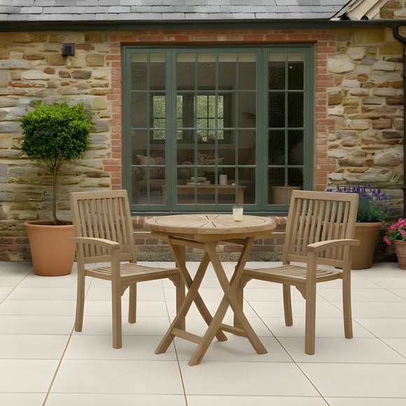 Set of 2 Teak Stacking Chairs