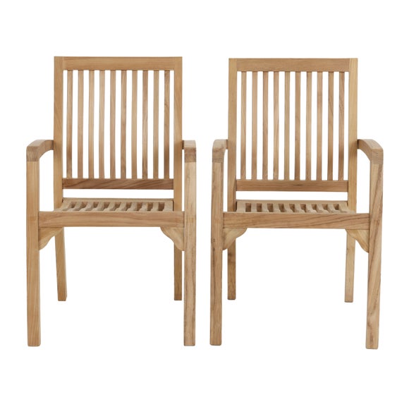 Set of 2 Teak Stacking Chairs