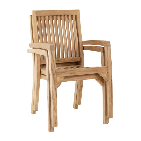 Set of 2 Teak Stacking Chairs