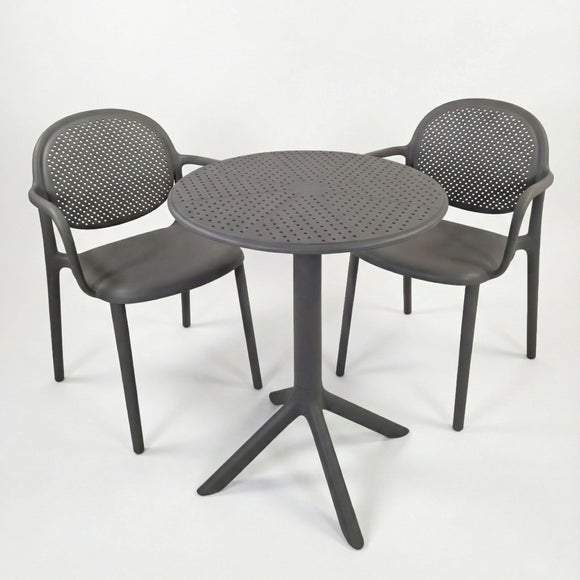 Bergen Round Bistro Table with 2 Stina Armchairs