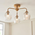 Vogue Leroy 3 Light Ribbed Semi Flush Ceiling Light