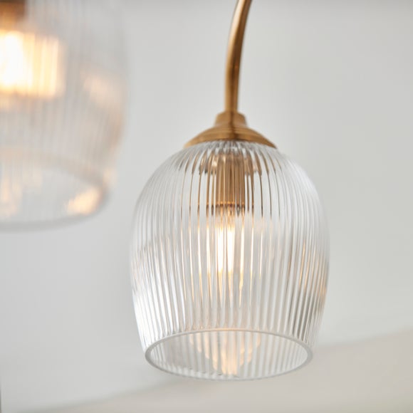 Vogue Leroy 3 Light Ribbed Semi Flush Ceiling Light