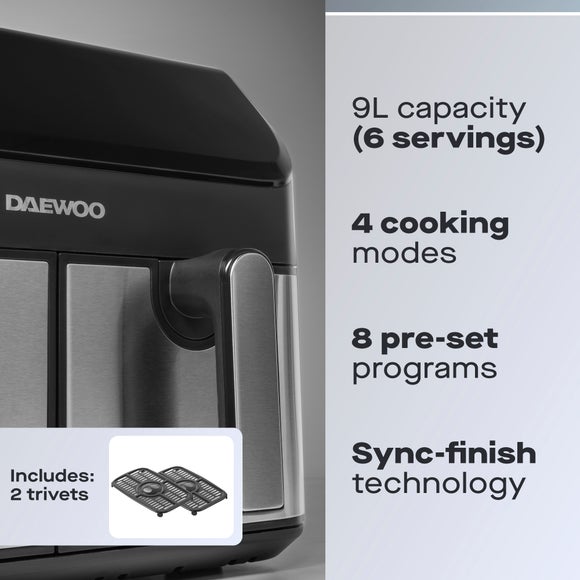 Daewoo 9L Digital Double Drawer Air Fryer