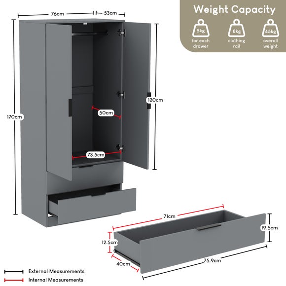 Hayes 2 Drawer Double Wardrobe, product image 28