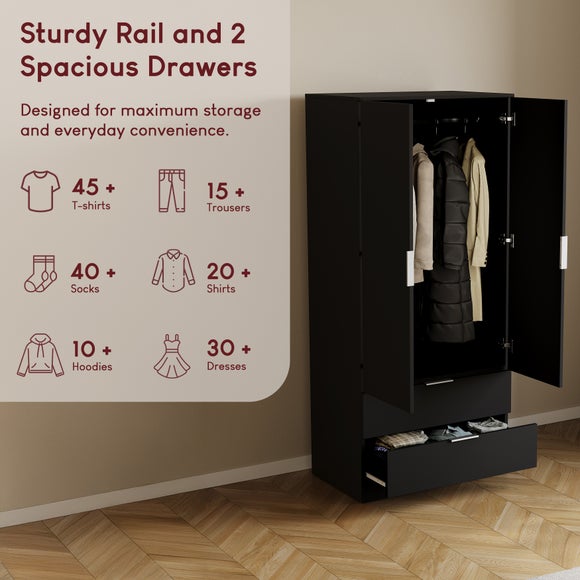 Hayes 2 Drawer Double Wardrobe, product image 4