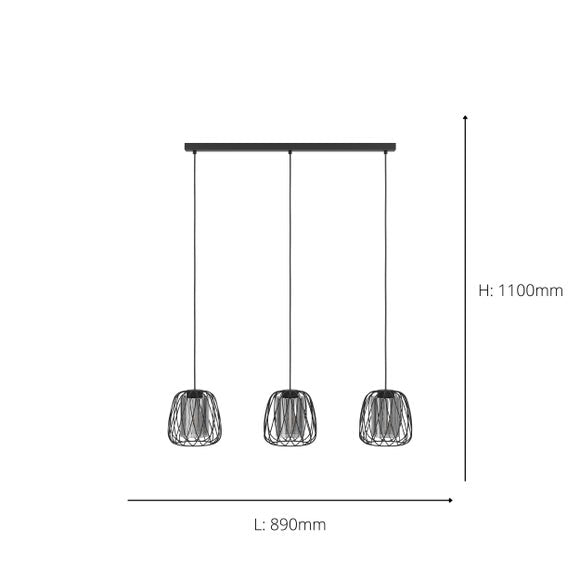 Return - EGLO Floresta 3 Light Adjustable Diner Ceiling Light